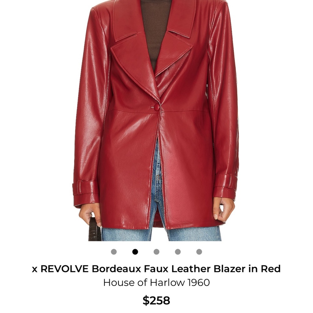House of Harlow 1960 Red Faux Leather Blazer + skirt set